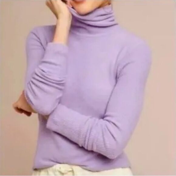 Saturday Sunday (Anthropologie) Lilac Brushed Fleece Turtleneck Sweater Size S - Picture 1 of 9